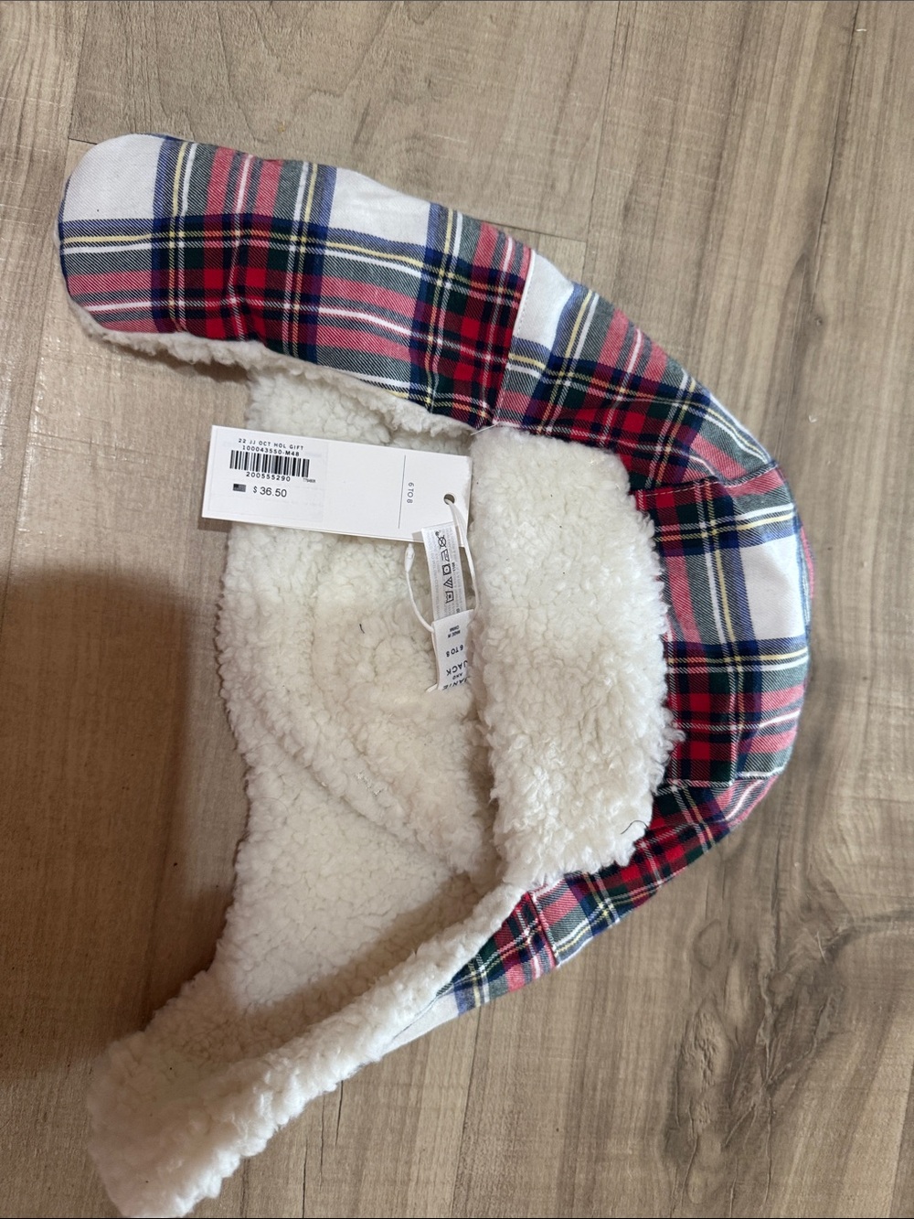 Kids Red Tartan Plaid Sherpa-Lined Winter Hat - new. Plus Gymboree hat 4-7.